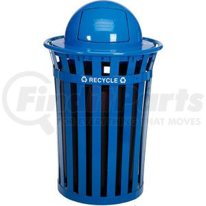 261946BL by GLOBAL INDUSTRIAL - Global Industrial&#153; Recycling Can w/Dome Lid, 36 Gallon, Blue