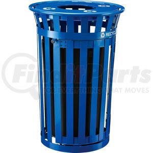 261942BL by GLOBAL INDUSTRIAL - Global Industrial™ Recycling Can w/Access Door & Flat Lid, 36 Gallon, Blue