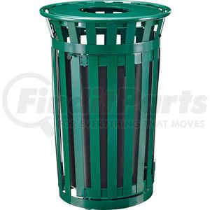 261940GN by GLOBAL INDUSTRIAL - Global Industrial&#153; Outdoor Steel Slatted Trash Can W/Access Door & Flat Lid, 36 Gallon, Green