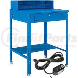 319355AKIT by GLOBAL INDUSTRIAL - Global Industrial&#153; Shop Desk - Pigeonhole Riser & Outlets 34-1/2 x 30 x 38 Flat Surface - Blue