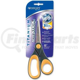 14849 by ACME UNITED - Westcott&#174; Titanium Bonded Non-Stick Scissors, 8"L Straight, Gray/Yellow