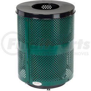 261925GND by GLOBAL INDUSTRIAL - Global Industrial&#153; Outdoor Perforated Steel Trash Can With Flat Lid & Base, 36 Gallon, Green