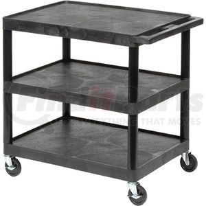 HE34-B by LUXOR - Luxor&#174; Plastic Utility Cart, 3 Shelf, 24"Lx18"Wx34"H, Black