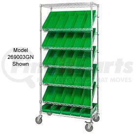 269005GN by GLOBAL INDUSTRIAL - Global Industrial&#153; Easy Access Slant Shelf Chrome Wire Cart 18 4"H Shelf Bins Green 36Lx18Wx74H