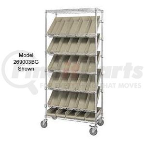 269005BG by GLOBAL INDUSTRIAL - Global Industrial&#153; Easy Access Slant Shelf Chrome Wire Cart 18 4"H Shelf Bins Ivory 36Lx18Wx74H