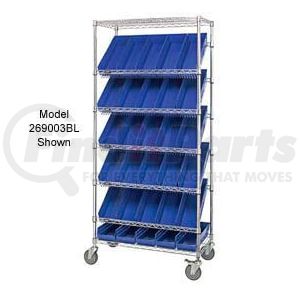 269005BL by GLOBAL INDUSTRIAL - Global Industrial&#153; Easy Access Slant Shelf Chrome Wire Cart, 18 4"H Shelf Bins BL, 36Lx18Wx74H