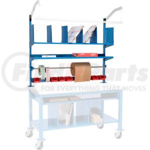 433261 by GLOBAL INDUSTRIAL - Upright Kit with Uprights, Upper Shelves, Dividers, Bin Rail & Roll Bar for 72"W Packing Workbenches