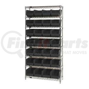 268928BK by GLOBAL INDUSTRIAL - Global Industrial&#153; Chrome Wire Shelving With 28 Giant Plastic Stacking Bins Black, 36x14x74