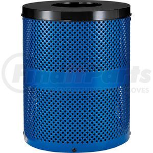 261925BL by GLOBAL INDUSTRIAL - Global Industrial&#153; Outdoor Perforated Steel Trash Can With Flat Lid, 36 Gallon, Blue