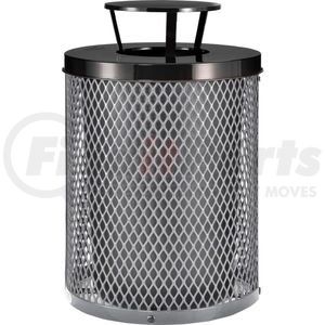 261926GY by GLOBAL INDUSTRIAL - Global Industrial&#153; Outdoor Diamond Steel Trash Can With Rain Bonnet Lid, 36 Gallon, Gray