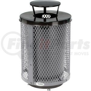 261926GYD by GLOBAL INDUSTRIAL - Global Industrial™ Outdoor Diamond Steel Trash Can W/Rain Bonnet Lid & Base, 36 Gallon, Gray