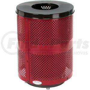 261925RDD by GLOBAL INDUSTRIAL - Global Industrial&#153; Outdoor Perforated Steel Trash Can With Flat Lid & Base, 36 Gallon, Red