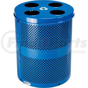 641368RBL by GLOBAL INDUSTRIAL - Global Industrial&#153; Outdoor Perforated Steel Recycling Can W/Multi-Stream Lid, 36 Gallon, Blue