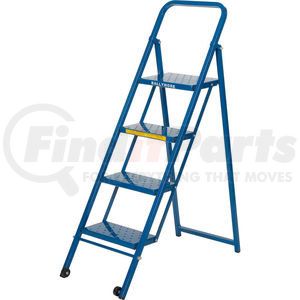 TL418 by BALLYMORE - 4 Step Thin Line Folding Step Ladder, 300 lb. Capacity, Blue - TL418