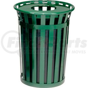 237725GN by GLOBAL INDUSTRIAL - Global Industrial&#153; Outdoor Slatted Steel Trash Can With Flat Lid & Liner, 24 Gallon, Green