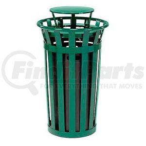 260803GN by GLOBAL INDUSTRIAL - Global Industrial&#153; Outdoor Slatted Steel Trash Can With Rain Bonnet Lid, 24 Gallon, Green