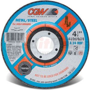 35613 by CGW ABRASIVE - CGW Abrasives 35613 Depressed Center Wheel 4-1/2" x 1/8" x 5/8- 11 INT T27 24 Grit Aluminum Oxide