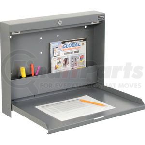 319391 by GLOBAL INDUSTRIAL - Global Industrial Folding Wall Mount Shop Desk with Lock 20"W x 3-3/8"D x 16-3/8"H - Gray