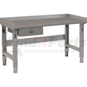 318687 by GLOBAL INDUSTRIAL - Global Industrial 48 x 30 Adj Height Workbench w/Drawer, Steel Square Edge Top - Gray