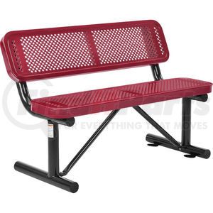 695744RD by GLOBAL INDUSTRIAL - Bench - Outdoor, 4', Steel, with Backrest, Perforated Metal, Red