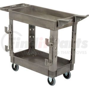 800371 by GLOBAL INDUSTRIAL - Global Industrial&#153; Tray Top Utility Cart W/Ladder Holder & Hooks, 2 Shelf, 38"Lx17-1/2"W, Gray