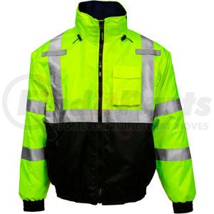 J26172.2X by TINGLEY - Tingley&#174; Bomber 3.1&#8482; Hi-Vis Hooded Jacket, Zipper, Fluorescent Yellow/Green/Black, 2XL