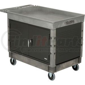800305 by GLOBAL INDUSTRIAL - Global Industrial Extra Strength Plastic 2-Tray Maintenance Cart W/ 5" Casters, 44 x 25-1/2"