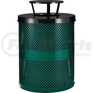 261927GN by GLOBAL INDUSTRIAL - Global Industrial&#153; Outdoor Perforated Steel Trash Can With Rain Bonnet Lid, 36 Gallon, Green