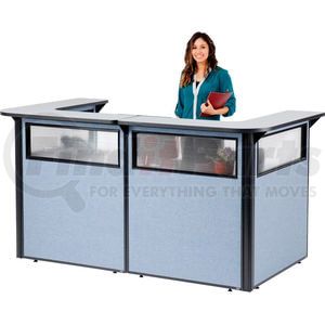 Global Industrial 694905WGB Interion® U-Shaped Reception Station with Window, 88" W x 44"D x 44"H, Gray counter, Blue
