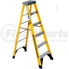 7306 by WERNER - Werner 6' Fiberglass Step Ladder w/ Aluminum Tool Tray 375 lb. Cap - 7306