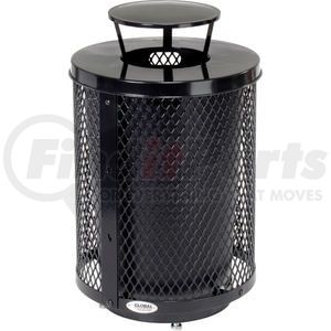 261926BKD by GLOBAL INDUSTRIAL - Global Industrial™ Outdoor Diamond Steel Trash Can W/Rain Bonnet Lid & Base, 36 Gallon, Black