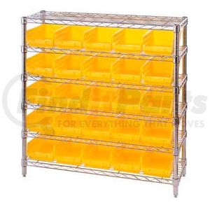 268980YL by GLOBAL INDUSTRIAL - Global Industrial&#153; Chrome Wire Shelving with 25 4"H Plastic Shelf Bins Yellow, 36x14x36