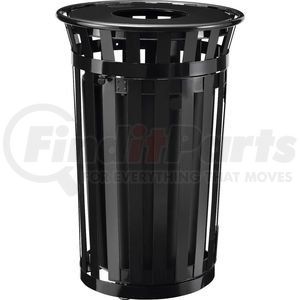 261940BK by GLOBAL INDUSTRIAL - Global Industrial&#153; Outdoor Steel Slatted Trash Can W/Access Door & Flat Lid, 36 Gallon, Black