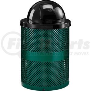 261949GN by GLOBAL INDUSTRIAL - Global Industrial&#153; Outdoor Perforated Steel Trash Can With Dome Lid, 36 Gallon, Green