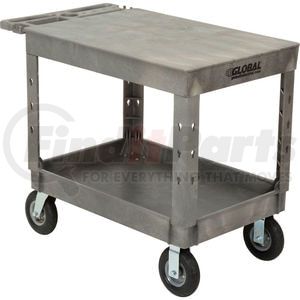 800329 by GLOBAL INDUSTRIAL - Global Industrial&#153; Industrial Flat Top Utility Cart, 2 Shelf, 44"Lx25-1/2"W, 8" Casters, Gray