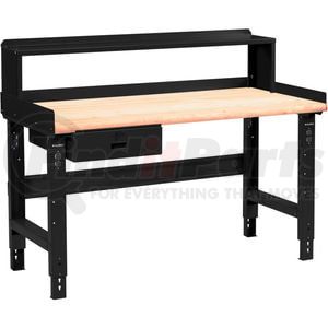 Global Industrial 183987BBK Workbench Global Industrial 60 x 30 Adj Height Workbench w/Drawer&Riser, Black- Maple