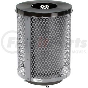 261924GYD by GLOBAL INDUSTRIAL - Global Industrial™ Outdoor Diamond Steel Trash Can With Flat Lid & Base, 36 Gallon, Gray