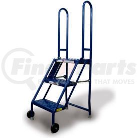 KDMF103166 by TRI-ARC - 3 Step Folding Rolling Ladder Stand - Perforated Tread - KDMF103166
