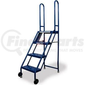 KDMF104166 by TRI-ARC - 4 Step Folding Rolling Ladder Stand - Perforated Tread - KDMF104166