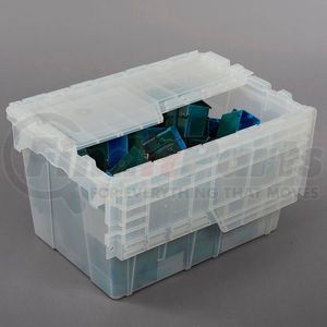 FP182-Clear by LEWIS-BINS.COM - ORBIS Flipak&#174; Attached Lid Container FP182 - 21-7/8 x 15-1/4 x 12-7/8, Clear