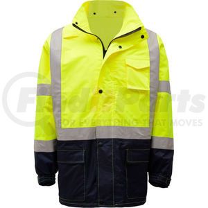 6003-S/M by GSS SAFETY - GSS Safety 6003 Class 3 Premium Hooded Rain Coat, Lime with Black Bottom, S/M