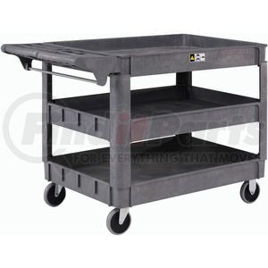 242086 by GLOBAL INDUSTRIAL - Global Industrial&#153; Deluxe Tray Top Plastic Utility Cart, 3 Shelf, 46"Lx25"W, 5" Casters, Gray