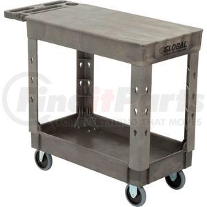 800300 by GLOBAL INDUSTRIAL - Global Industrial&#153; Flat Top Plastic Utility Cart, 2 Shelf, 38"Lx17-1/2"W, 5" Casters, Gray