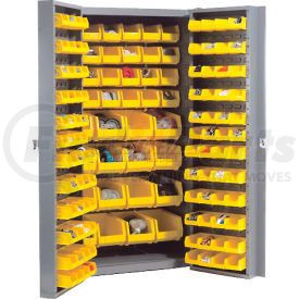 662136YL by GLOBAL INDUSTRIAL - Global Industrial&#153; Bin Cabinet Deep Door - 132 Yellow Bins, 16 Ga. Unassembled Cabinet 38x24x72