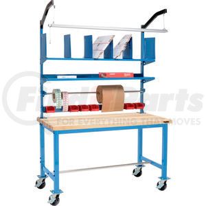 412456A by GLOBAL INDUSTRIAL - Mobile Packing Workbench Maple Butcher Block Square Edge - 60 x 36 with Riser Kit