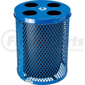 641367RBL by GLOBAL INDUSTRIAL - Global Industrial&#153; Outdoor Steel Diamond Recycling Can With Multi-Stream Lid, 36 Gallon, Blue
