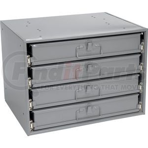 493504 by GLOBAL INDUSTRIAL - Durham Steel Compartment Box Rack Heavy Duty Bearing 20 x 15-3/4 x 15 with 4 of 20-Compartment Boxes
