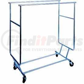 RCS/3 by AMKO DISPLAYS LLC. - Collapsible Rolling Garment Rack RCS-3 w/ Double Rail Round Tubing - Chrome