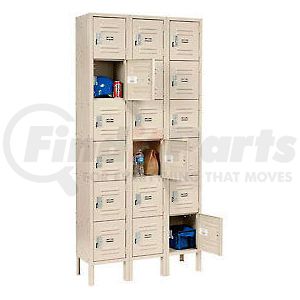 652970TN by GLOBAL INDUSTRIAL - Global Industrial™ Infinity® Six Tier 18 Door Locker, 12"Wx12"Dx12"H, Tan, Assembled