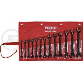 JSCVM-13S by PROTO - Proto JSCVM-13S 13 Piece Black Chrome Reversible Combination Ratcheting Wrench Set - Spline